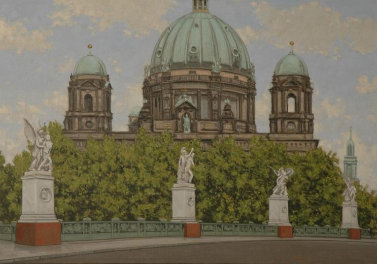 Hans-Joachim Billib: Berliner Dom & Liebknechtbrücke, 2008, Öl auf Leinwand, 70 x 100 cm