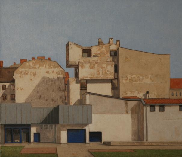 Hans-Joachim Billib: Architektur, Wiesenstraße, 2008, Öl auf Leinwand, 64 x 74 cm